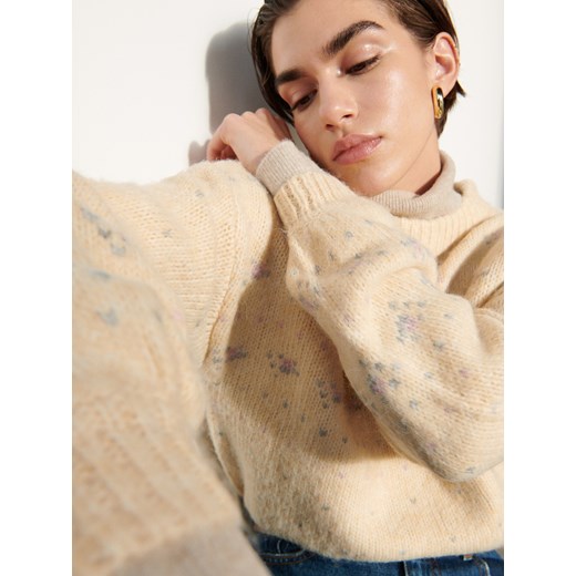 Reserved - Dzianinowy sweter - Kremowy Reserved L okazja Reserved