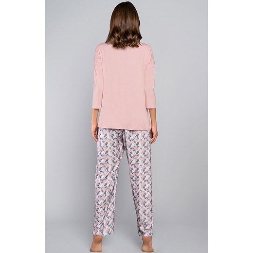 Bambus piżama damska 3/4+dł., Kolor róż pudrowy-wzór, Rozmiar S, Italian Fashion ze sklepu Intymna w kategorii Piżamy damskie - zdjęcie 139561957