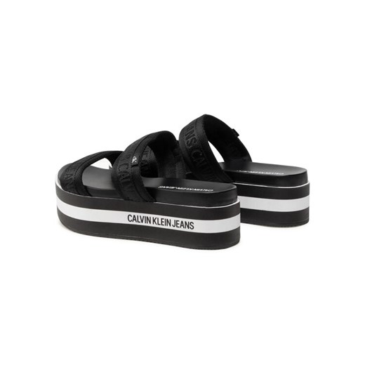 Calvin Klein Jeans Klapki Wedge Pf Sandal Twostraps Pes YW0YW00029 Czarny 36 okazja MODIVO