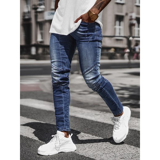 Spodnie jeansowe męskie ciemno-niebieskie OZONEE NB/MP0025B ze sklepu ozonee.pl w kategorii Jeansy męskie - zdjęcie 139572919