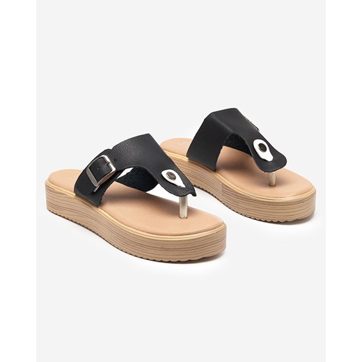 Czarne damskie klapki japonki na platformie Borico - Obuwie Royalfashion.pl 39 royalfashion.pl