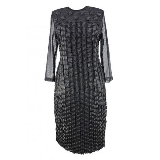 Sisel sukienka mała czarna siatka kwadraty n-fashion-pl szary Biustonosze