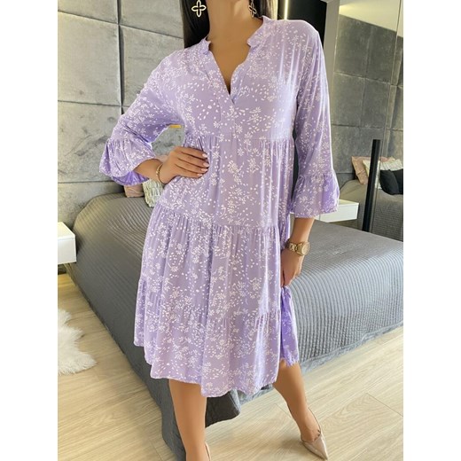 Lawendowa Sukienka Oversize w Kwiaty 8092-107-B (36) Modnakiecka.pl 44 ModnaKiecka.pl