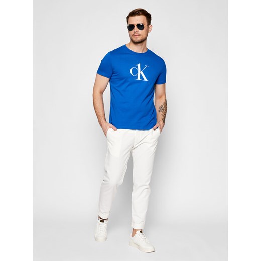 Calvin Klein Swimwear T-Shirt KM0KM00646 Niebieski Regular Fit XL wyprzedaż MODIVO