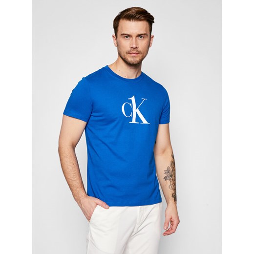 Calvin Klein Swimwear T-Shirt KM0KM00646 Niebieski Regular Fit XL okazja MODIVO