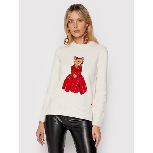 Elisabetta Franchi Sweter MK-71S-18E2-V330 Beżowy Regular Fit Elisabetta Franchi 48 okazja MODIVO