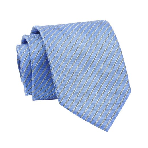 Krawat Błękitny w Paski, Prążki 7 cm, Elegancki, Klasyczny, Męski -ALTIES KRALTS0614 ze sklepu JegoSzafa.pl w kategorii Krawaty - zdjęcie 139676135