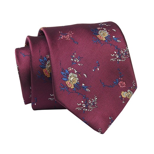 Krawat Bordowy w Kwiatki, 7 cm, Elegancki, Klasyczny, Męski -ALTIES KRALTS0629 ze sklepu JegoSzafa.pl w kategorii Krawaty - zdjęcie 139676139
