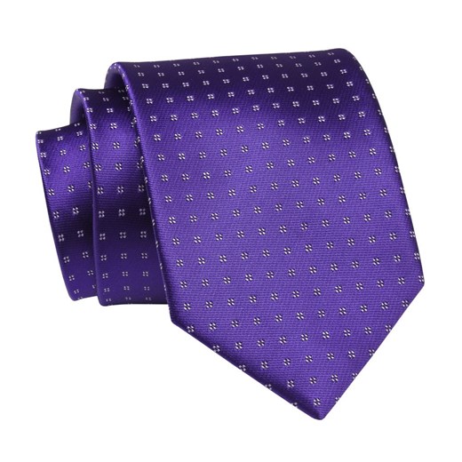 Krawat Fioletowy w Drobny Wzór Geometryczny, 7 cm, Elegancki, Klasyczny, Męski -ALTIES KRALTS0623 ze sklepu JegoSzafa.pl w kategorii Krawaty - zdjęcie 139676175