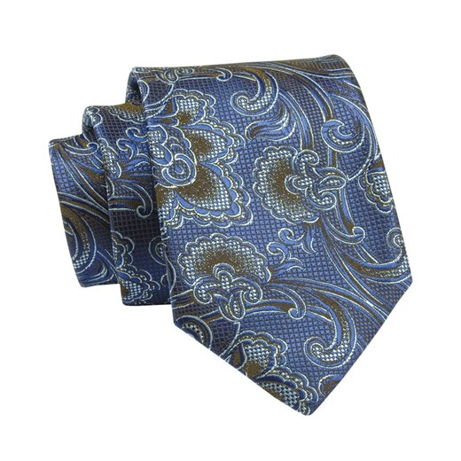 Krawat Niebieski, Wzór Orientalny, 7 cm, Elegancki, Klasyczny, Męski -ALTIES KRALTS0644 ze sklepu JegoSzafa.pl w kategorii Krawaty - zdjęcie 139676237