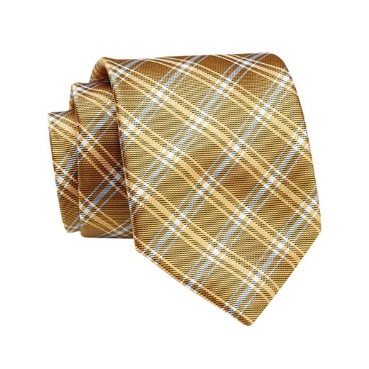Krawat Żółty w Kratkę, Elegancki, 7cm, Klasyczny, Męski -ALTIES KRALTS0604 ze sklepu JegoSzafa.pl w kategorii Krawaty - zdjęcie 139676265