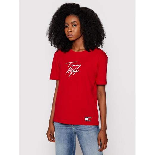 Tommy Hilfiger T-Shirt Cn Tee Ss Logo UW0UW02262 Czerwony Regular Fit Tommy Hilfiger M promocja MODIVO