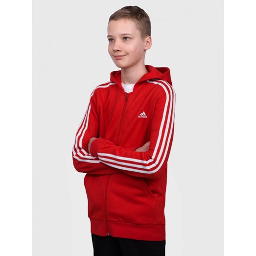 Bluza Dziecięca Adidas Essentials 3-paski Kaptur Czerwona 152 darcet