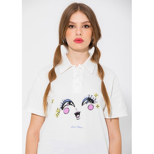 T-shirt polo funny scary biały Local Heroes XS Happy Face