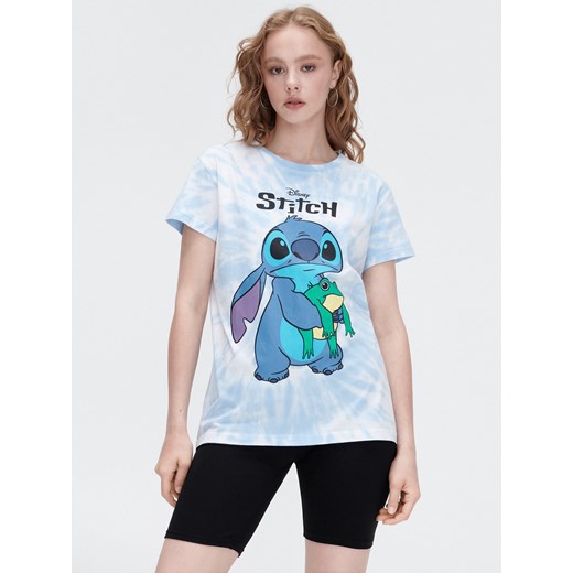 Cropp - Koszulka oversize tie-dye Disney - Niebieski Cropp M Cropp
