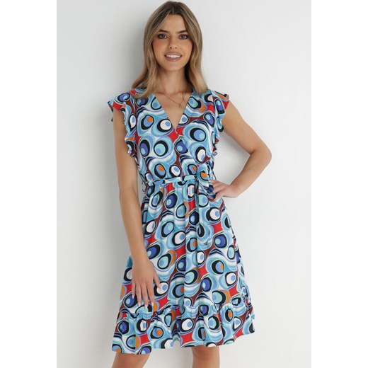 Niebieska Sukienka z Paskiem Timele ze sklepu Born2be Odzież w kategorii Sukienki - zdjęcie 139789336