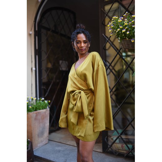 Sukienka Kimono Satin Khaki Laurella M/L LAURELLA