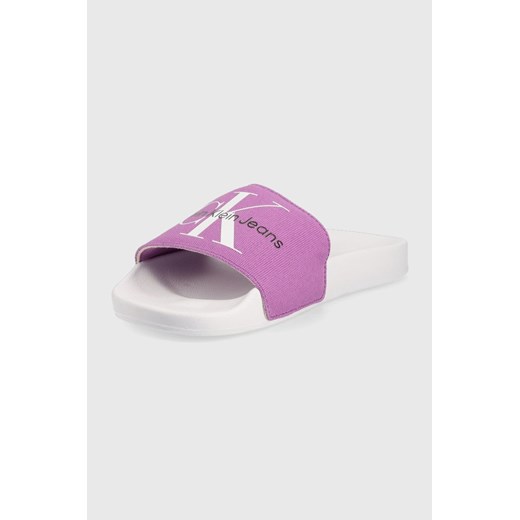 Calvin Klein Jeans klapki damskie kolor fioletowy 36 ANSWEAR.com