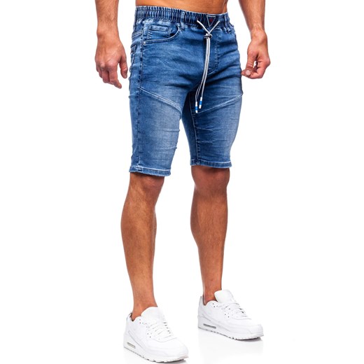 Granatowe krótkie spodenki jeansowe męskie Denley TF176 XL promocja Denley