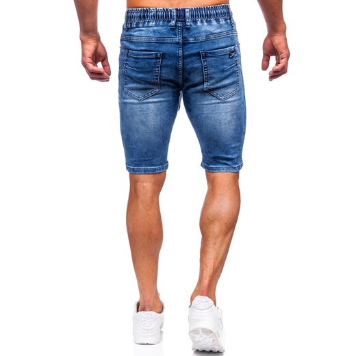 Granatowe krótkie spodenki jeansowe męskie Denley TF176 L wyprzedaż Denley