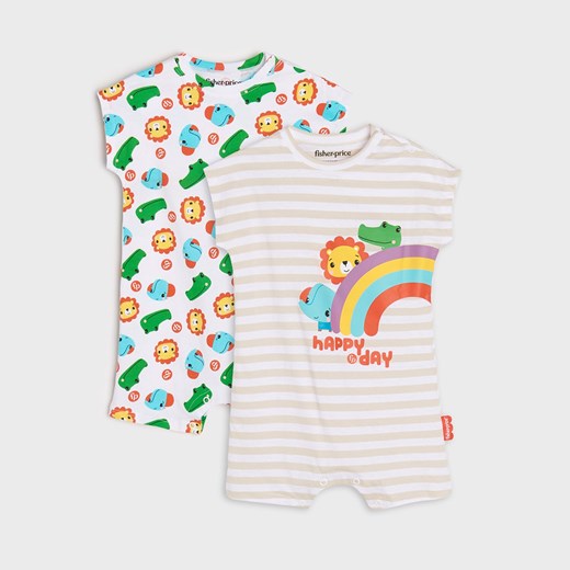 Sinsay - Rampersy 2 pack Fisher-Price - Biały Sinsay 74 Sinsay