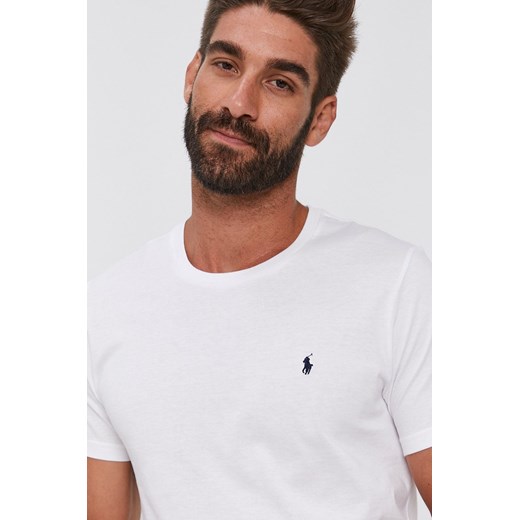 Polo Ralph Lauren T-shirt bawełniany 714844756004 kolor biały gładki ze sklepu ANSWEAR.com w kategorii T-shirty męskie - zdjęcie 139887968