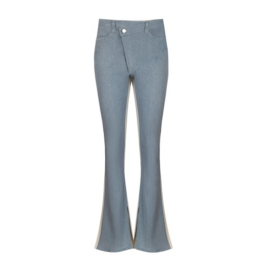 Spodnie jeansowe dzwony PATCHWORK - beżowo-niebieskie Chiara Wear L Chiara Wear