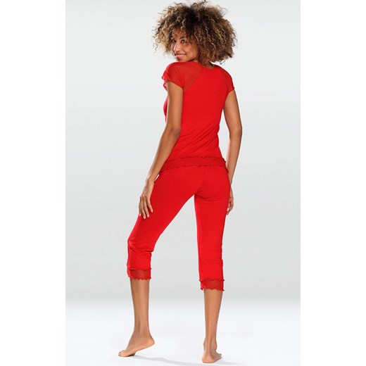 Kinzly piżama 3/4, Kolor czerwony, Rozmiar XS, DKaren ze sklepu Intymna w kategorii Piżamy damskie - zdjęcie 140515815