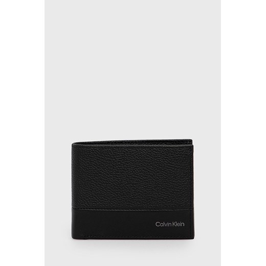 Calvin Klein portfel skórzany męski kolor czarny ze sklepu ANSWEAR.com w kategorii Portfele męskie - zdjęcie 140524476