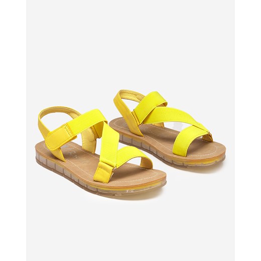 Royalfashion Żółte damskie sandały z gumką Allab ze sklepu royalfashion.pl w kategorii Sandały damskie - zdjęcie 140536148