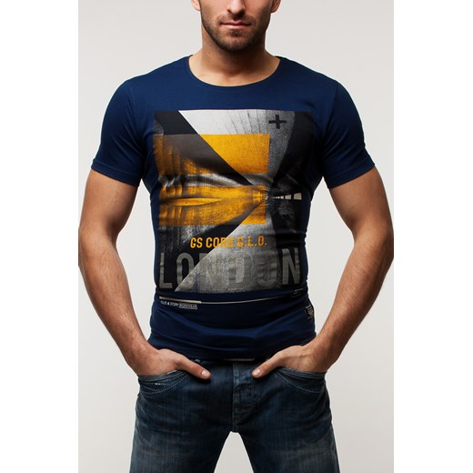 GLO STORY 5388 T-SHIRT MĘSKI GRANATOWY ozonee-pl pomaranczowy t-shirty