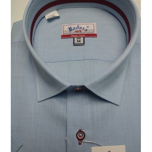 Bodara koszula niebieska a'la lniana  krótki rękaw  SLIM-FIT Bodara M ATELIER-ONLINE promocja