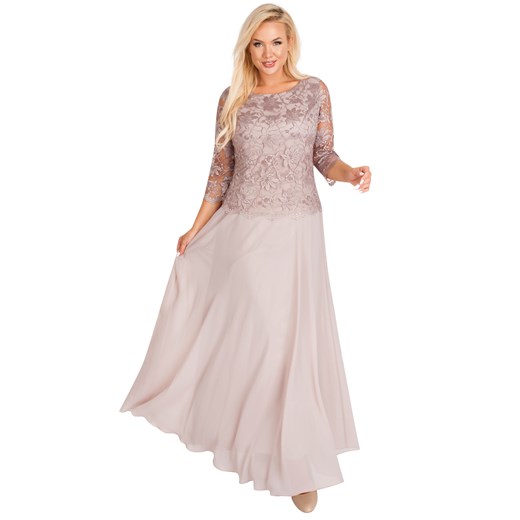 Sukienka koronka EVA długa beż : Kolor - Beż, Rozmiar - 42 Elemi 50 Elemi