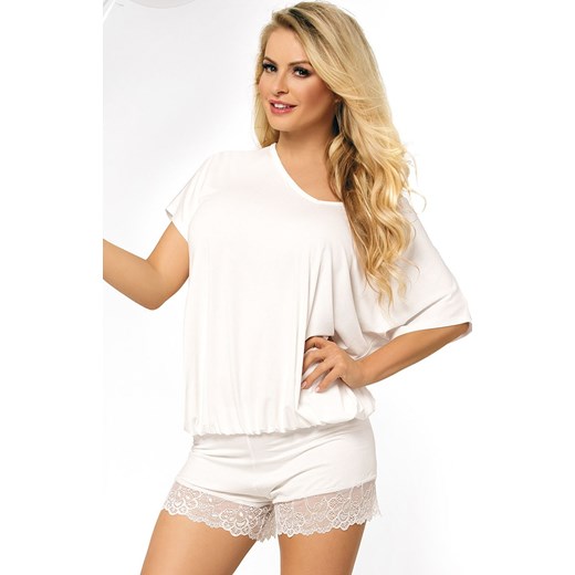 Piżama z krótkim rękawem i krótką nogawką ecru Tamara, Kolor ecru, Rozmiar XS, DKaren ze sklepu Intymna w kategorii Piżamy damskie - zdjęcie 140672245