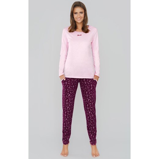Klarysa piżama damska dł.dł., Kolor różowy-wzór, Rozmiar XL, Italian Fashion ze sklepu Intymna w kategorii Piżamy damskie - zdjęcie 140675955