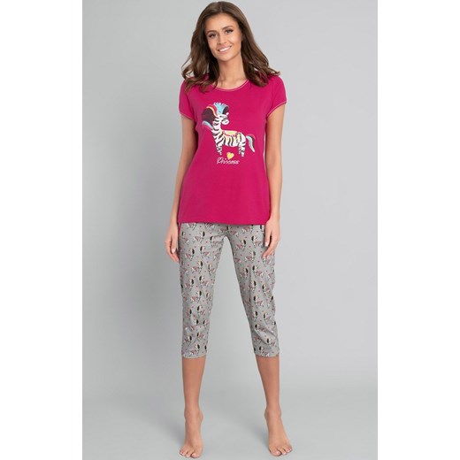 Crazy piżama damska kr.3/4, Kolor różowy-wzór, Rozmiar S, Italian Fashion Italian Fashion XL promocyjna cena Intymna