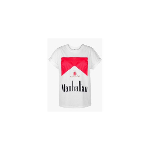 Manhattan, t-shirt z nadrukiem unisex vintageshop-pl bialy bawełna