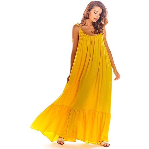 Sukienka letnia oversize z odkrytymi plecam w kolorze ciepłego miodu A307, Kolor żółty, Rozmiar one size, Awama ze sklepu Primodo w kategorii Sukienki - zdjęcie 140690078