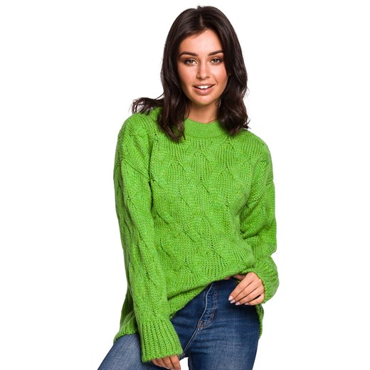 Zielony sweter damski BK038, Kolor zielony, Rozmiar S/M, BE Knit ze sklepu Primodo w kategorii Swetry damskie - zdjęcie 140691455