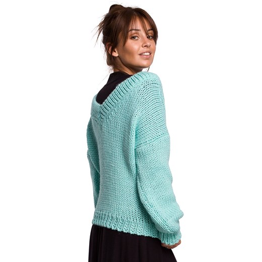BK046 Sweter z wełną, Kolor miętowy, Rozmiar S/M, BE Knit Be Knit L/XL Primodo
