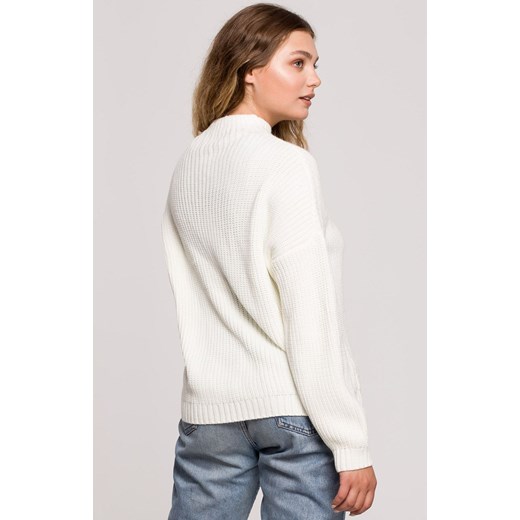BK078 sweter z półgolfem, Kolor ecru, Rozmiar L/XL, BE Be S/M Primodo