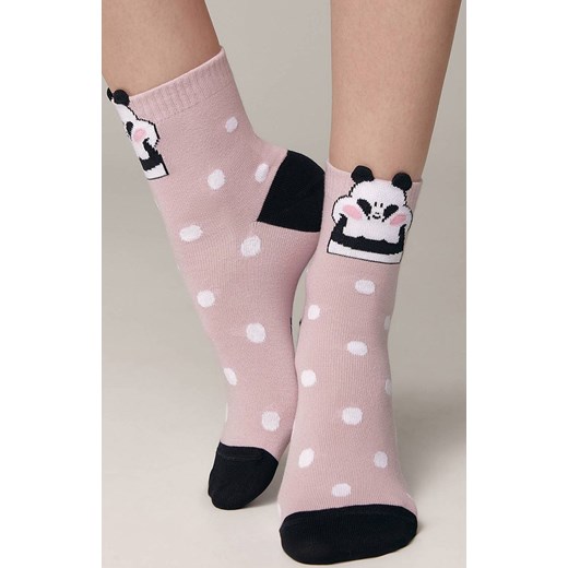 Długie skarpetki damskie bawełniane Panda, Kolor różowy-wzór, Rozmiar 36-37, Conte ze sklepu Primodo w kategorii Skarpetki damskie - zdjęcie 140692185