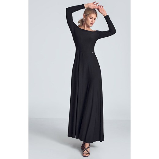Sukienka długa M707, Kolor czarny, Rozmiar L, Figl Figl S Primodo