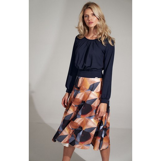 Sukienka M725 Wzór 120, Kolor pomarańczowo-czarny, Rozmiar L, Figl Figl XL Primodo