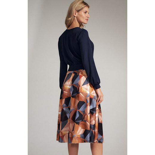 Sukienka M725 Wzór 120, Kolor pomarańczowo-czarny, Rozmiar L, Figl Figl L Primodo