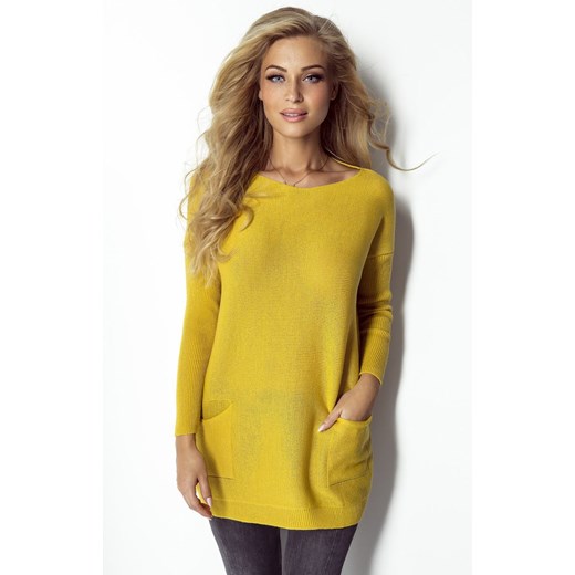 Sweter I298, Kolor żółty, Rozmiar one size, Fimfi Fimfi one size okazja Primodo