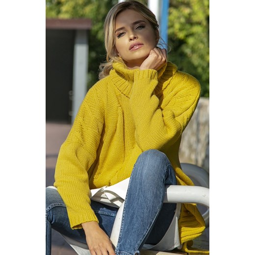 Sweter oversize F551, Kolor żółty, Rozmiar one size, Fobya Fobya one size Primodo promocja