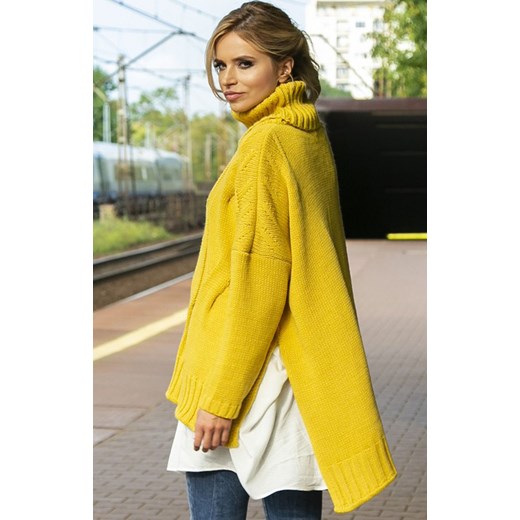 Sweter oversize F551, Kolor żółty, Rozmiar one size, Fobya Fobya one size Primodo wyprzedaż
