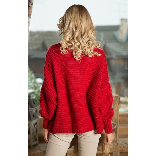 Sweter F612, Kolor czerwony, Rozmiar one size, Fobya Fobya one size okazja Primodo