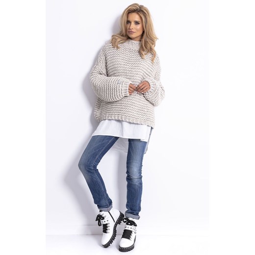 Sweter Chunky Knit F790, Kolor beżowy, Rozmiar L/XL, Fobya Fobya L/XL okazja Primodo